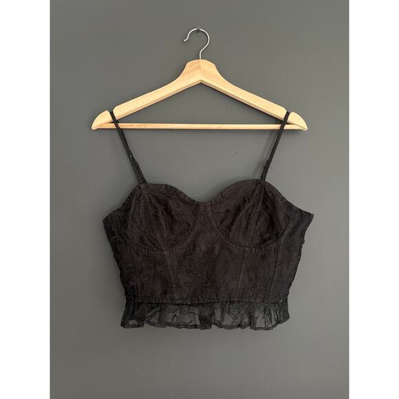 Free People Now or Never Black Lace Corset Bustier Top Bralette Size Medium - Picture 3 of 9